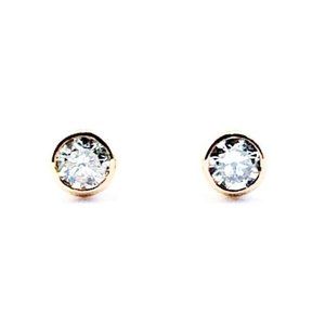 18k Rose Gold Minimal Diamond Earrings